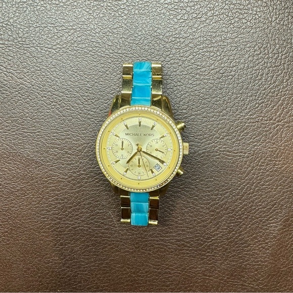 Michael Kors Gold and Blue Women's Watch - Picture 1 of 1